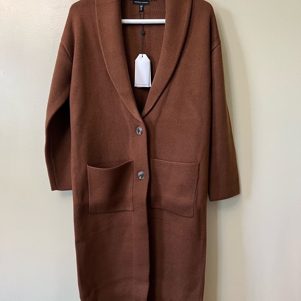 Universal Standard Anais Long Sweater Coat Womens Size 4XS (XS) Deep Camel NWT